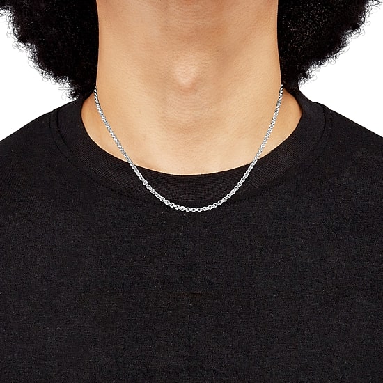 Made in Italy Unisex Adult Sterling Silver 18 Inch Rolo Chain Necklace