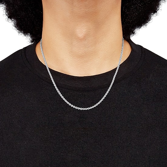 Made in Italy Unisex Adult Sterling Silver 20 Inch Rolo Chain Necklace