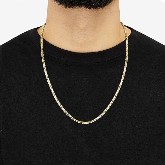 Made in Italy Mens 14K Gold Over Silver 24 Inch Box Chain Necklace