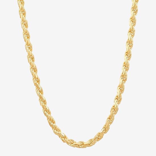 Made in Italy Unisex Adult 14K Gold Over Silver 20 Inch Rope Chain Necklace
