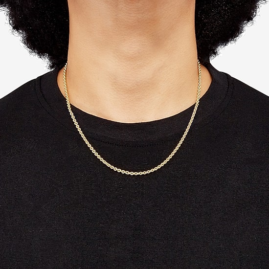 Made in Italy Unisex Adult 18K Gold Over Silver 18 Inch Rolo Chain Necklace
