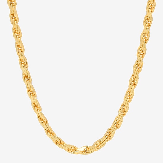 Made in Italy Mens 24K Gold Over Silver 18 Inch Rope Chain Necklace