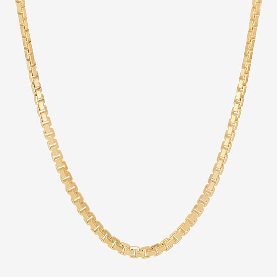 Made in Italy Mens 18K Gold Over Silver 22 Inch Box Chain Necklace