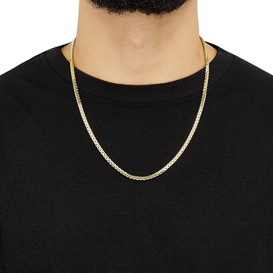 Made in Italy Mens 18K Gold Over Silver 22 Inch Box Chain Necklace
