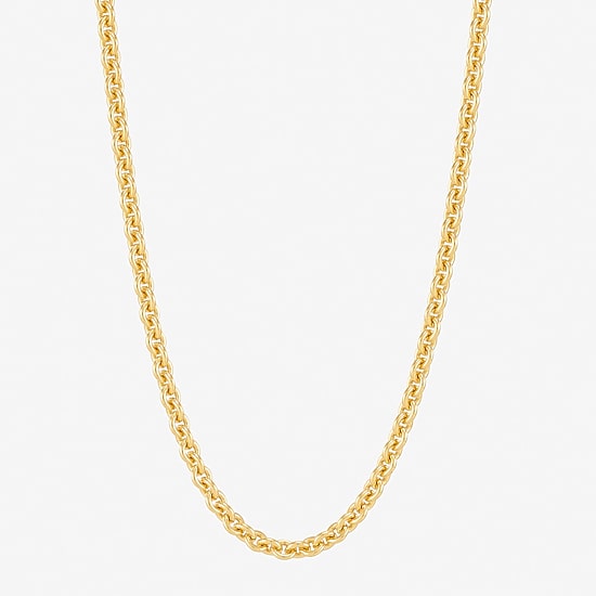 Made in Italy Unisex Adult 18K Gold Over Silver 20 Inch Rolo Chain Necklace