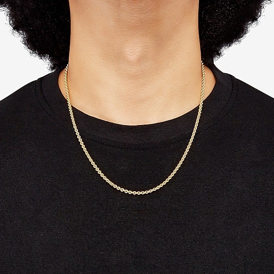Made in Italy Unisex Adult 18K Gold Over Silver 20 Inch Rolo Chain Necklace
