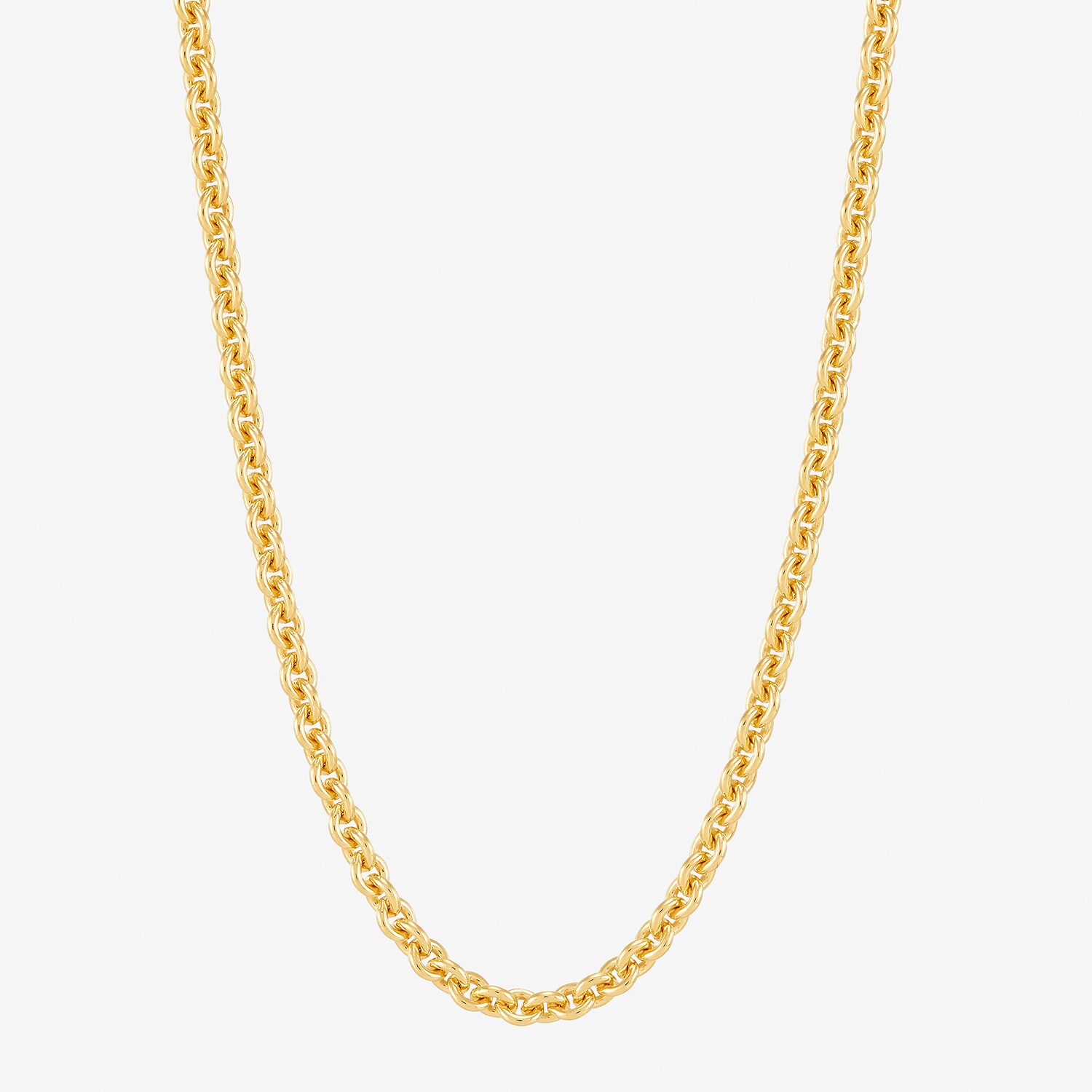 Made in Italy Unisex Adult 14K Gold Over Silver 22 Inch Rolo Chain Necklace
