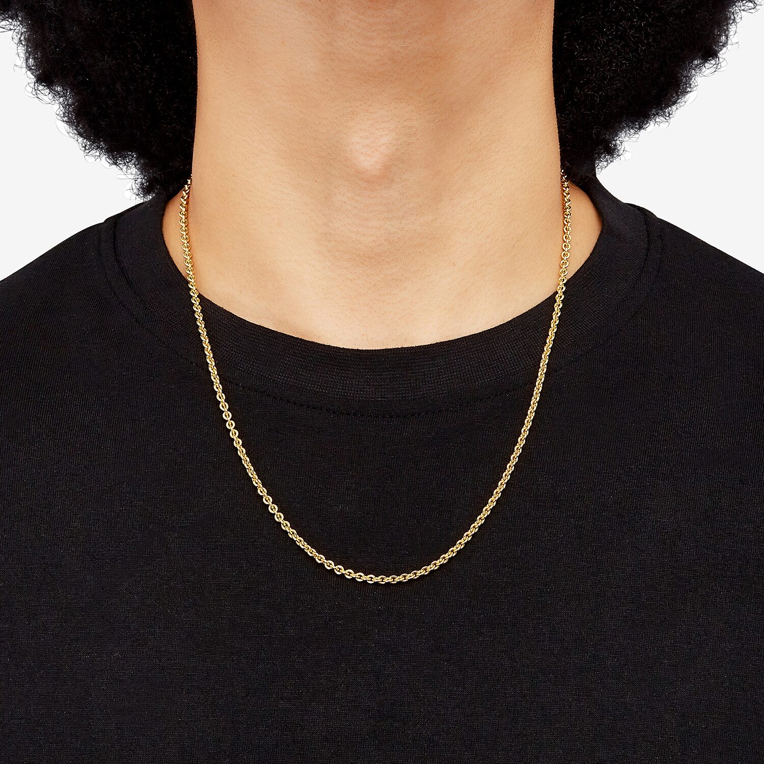 Made in Italy Unisex Adult 14K Gold Over Silver 22 Inch Rolo Chain Necklace
