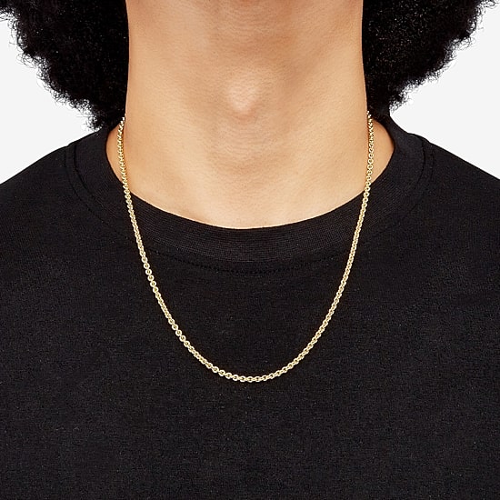Made in Italy Unisex Adult 14K Gold Over Silver 22 Inch Rolo Chain Necklace
