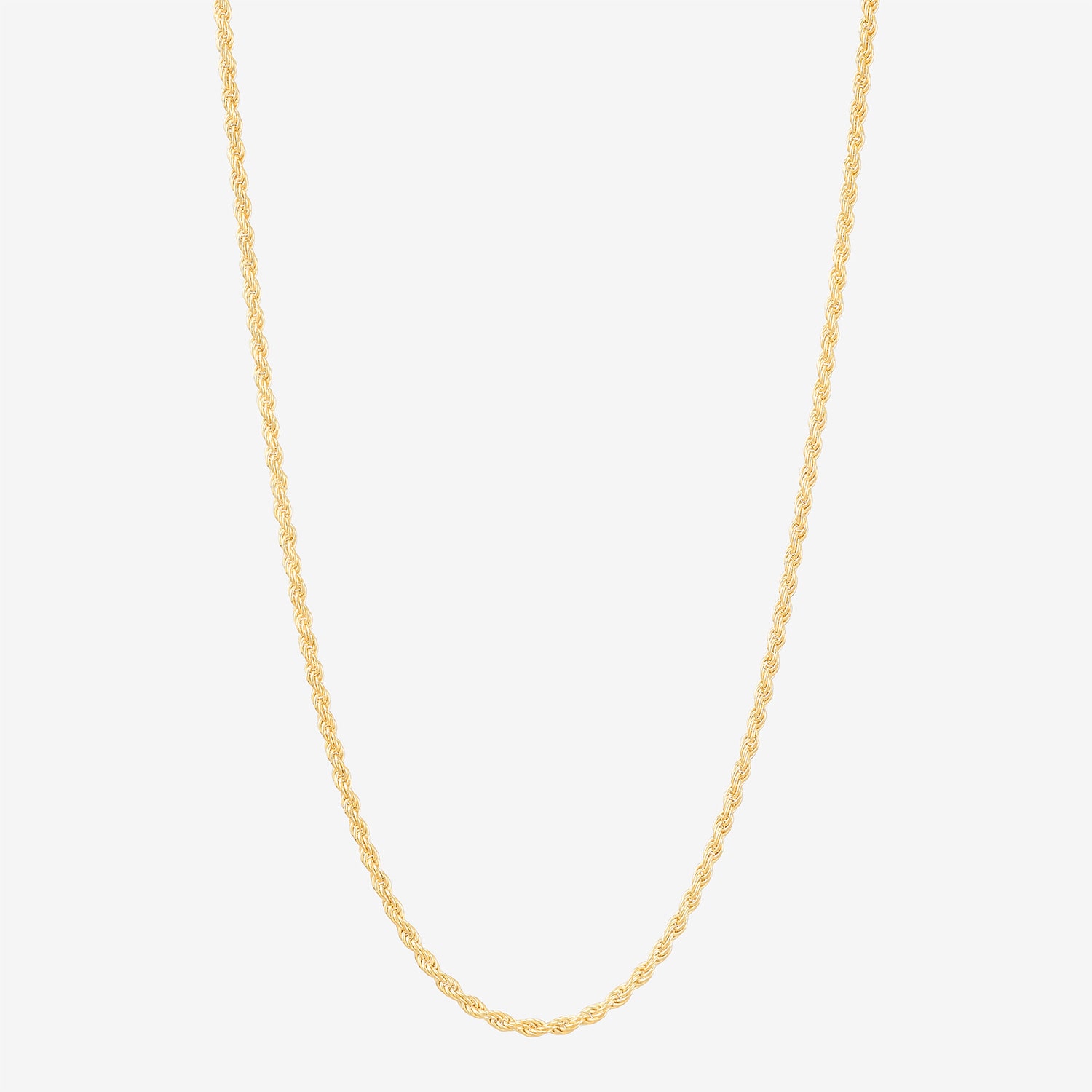 Made in Italy Unisex Adult 24K Gold Over Silver 18 Inch Rope Chain Necklace