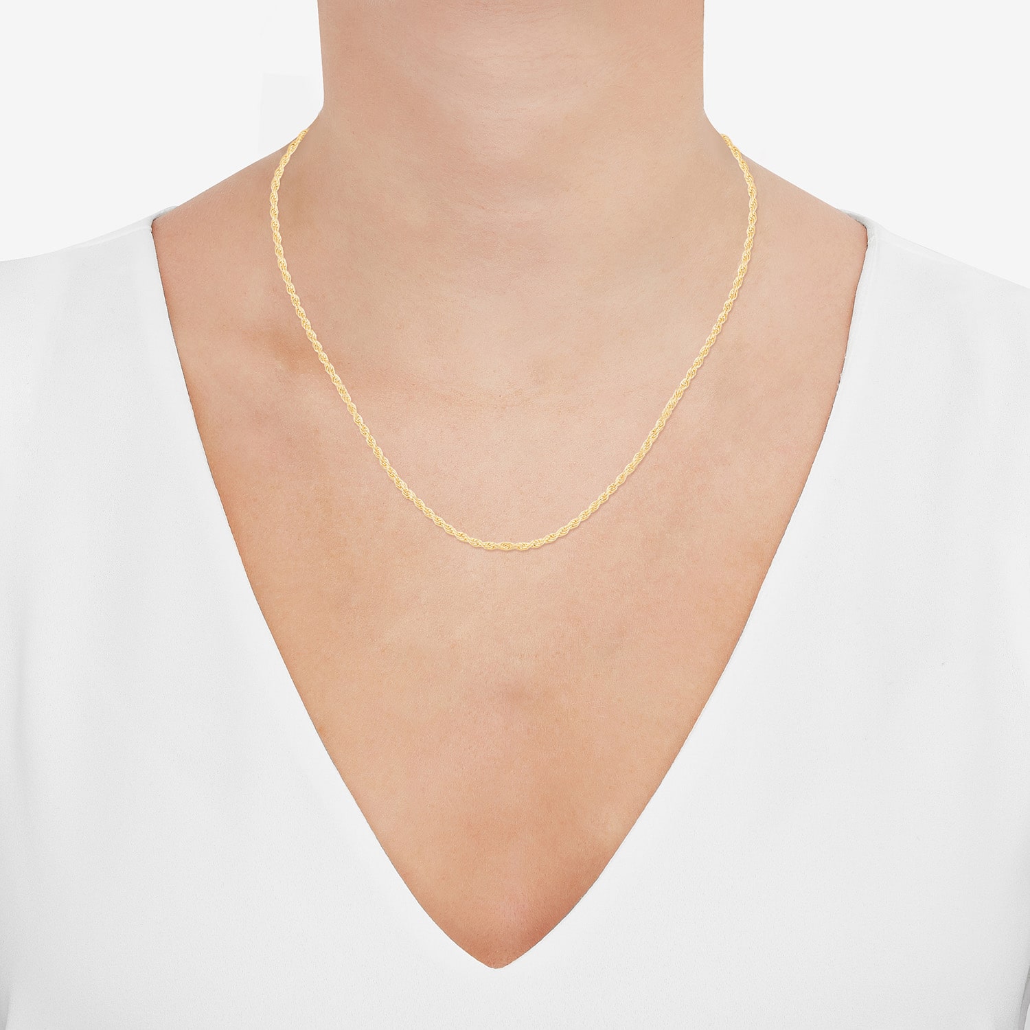 Made in Italy Unisex Adult 24K Gold Over Silver 18 Inch Rope Chain Necklace
