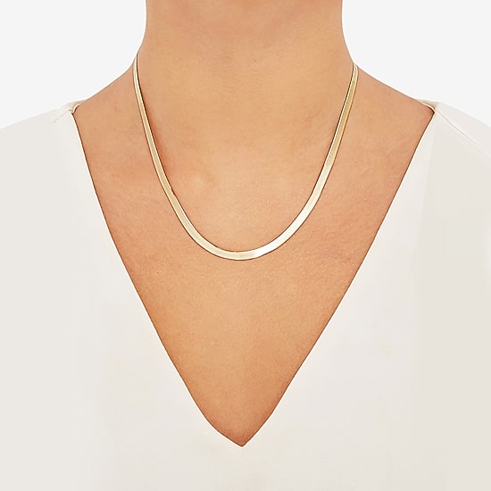 Made in Italy Womens 14K Gold Over Silver 18 Inch Herringbone Chain Necklace