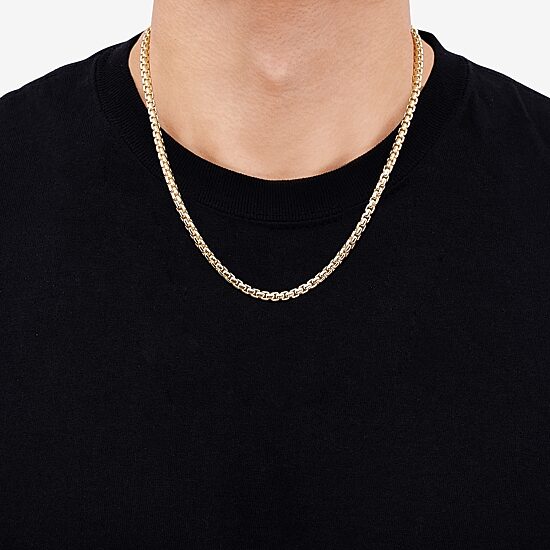 Made in Italy Unisex Adult 18K Gold Over Silver 20 Inch Box Chain Necklace