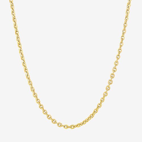Made in Italy Unisex Adult 18K Gold Over Silver 18 Inch Cable Chain Necklace, One Size, Yellow