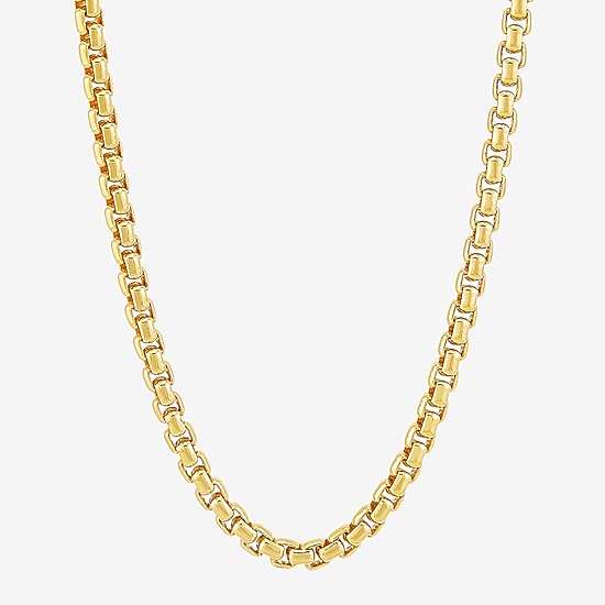 Made in Italy Unisex Adult 18K Gold Over Silver 24 Inch Box Chain Necklace