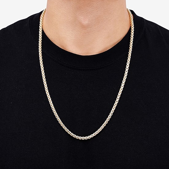 Made in Italy Unisex Adult 18K Gold Over Silver 24 Inch Box Chain Necklace