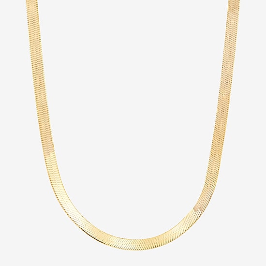 Made in Italy Womens 18K Gold Over Silver 20 Inch Herringbone Chain Necklace