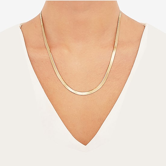 Made in Italy Womens 18K Gold Over Silver 20 Inch Herringbone Chain Necklace