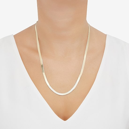 Made in Italy Womens 14K Gold Over Silver 22 Inch Herringbone Chain Necklace