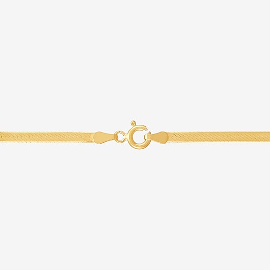 Made in Italy Womens 24K Gold Over Silver 24 Inch Herringbone Chain Necklace