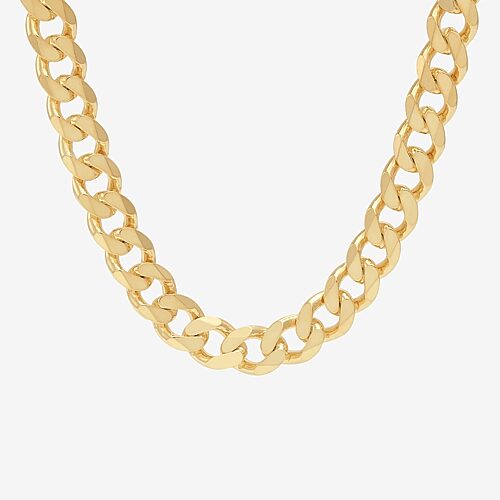 Made in Italy Mens 24K Gold Over Silver 20 Inch Curb Chain Necklace, One Size, Yellow