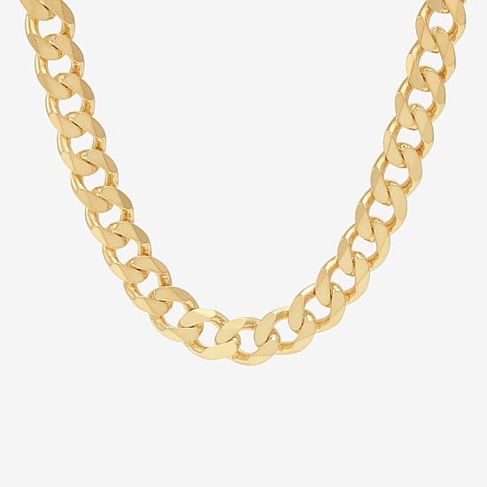 Made in Italy Mens 24K Gold Over Silver 20 Inch Curb Chain Necklace