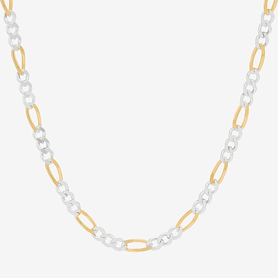 Made in Italy Unisex Adult 24K Gold Over Silver 22 Inch Figaro Chain Necklace