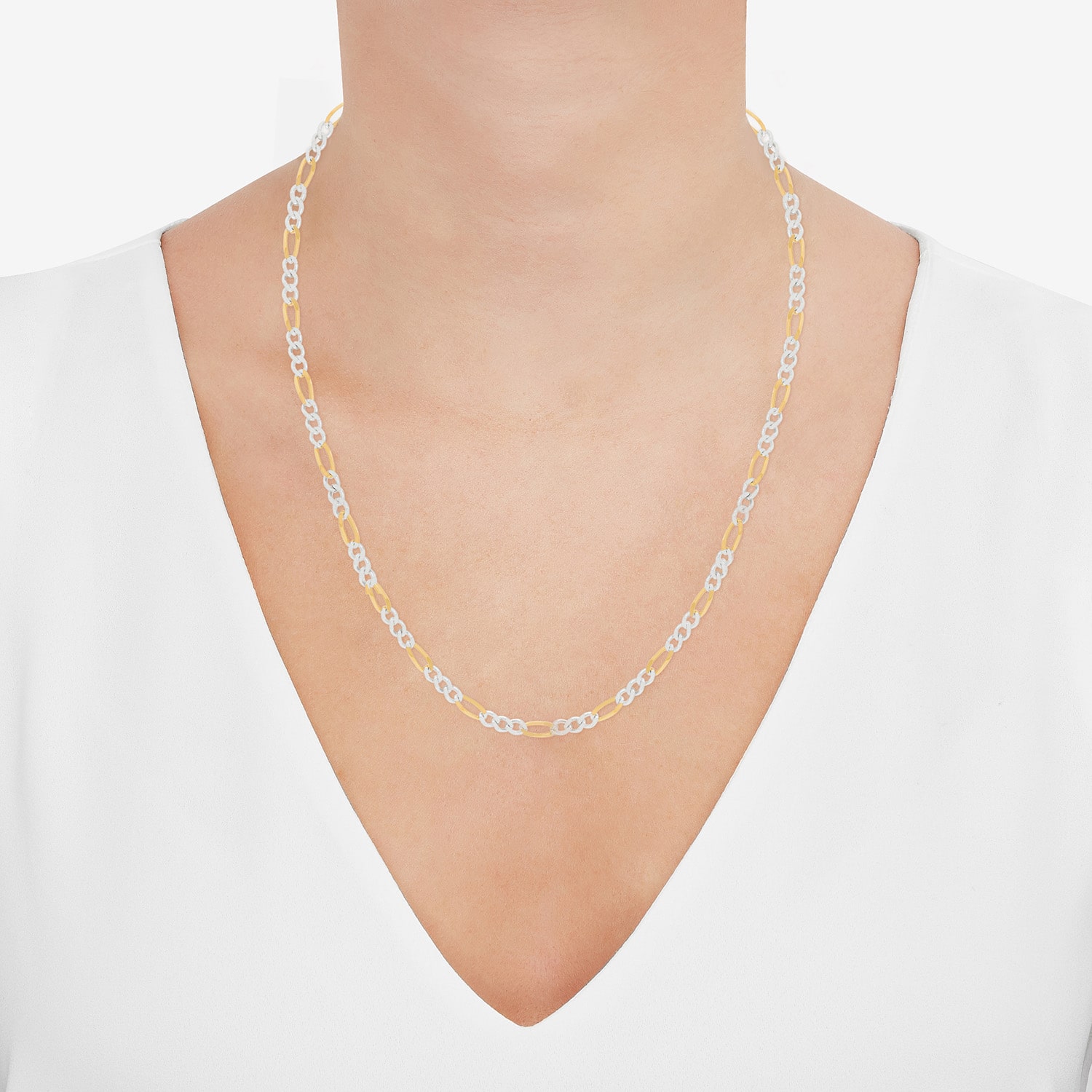 Made in Italy Unisex Adult 24K Gold Over Silver Inch Figaro Chain Necklace