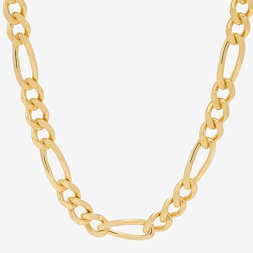 Made in Italy Mens 24K Gold Over Silver 22 Inch Figaro Chain Necklace, One Size, Yellow
