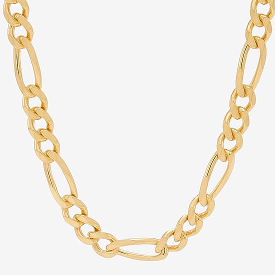 Made in Italy Mens 24K Gold Over Silver 22 Inch Figaro Chain Necklace