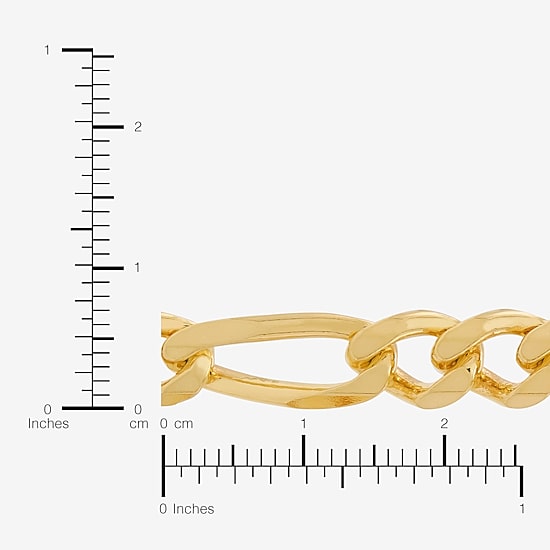 Made in Italy Mens 24K Gold Over Silver 22 Inch Figaro Chain Necklace