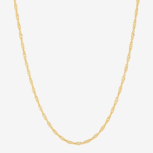 Made in Italy Womens 24K Gold Over Silver 20 Inch Singapore Chain Necklace, One Size, Yellow