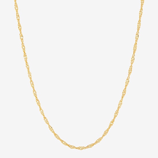 Made in Italy Womens 24K Gold Over Silver 20 Inch Singapore Chain Necklace