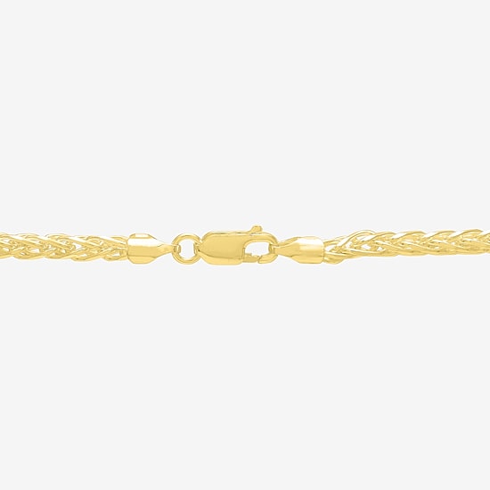 Made in Italy Womens 18K Gold Over Silver 24 Inch Wheat Chain Necklace