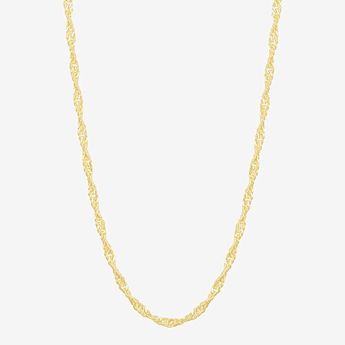 Made in Italy Womens 18K Gold Over Silver 18 Inch Singapore Chain Necklace, One Size, Yellow