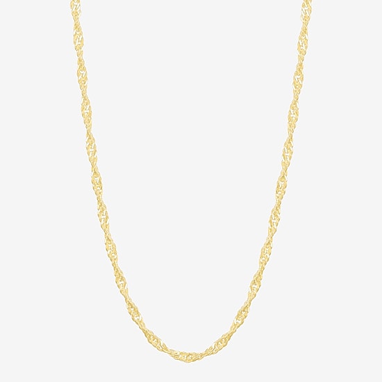 Made in Italy Womens 18K Gold Over Silver 18 Inch Singapore Chain Necklace