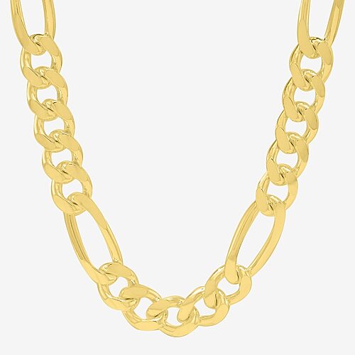 Made in Italy Mens 18K Gold Over Silver 24 Inch Figaro Chain Necklace, One Size, Yellow