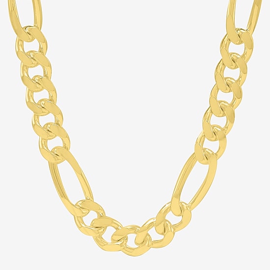 Made in Italy Mens 18K Gold Over Silver 22 Inch Figaro Chain Necklace