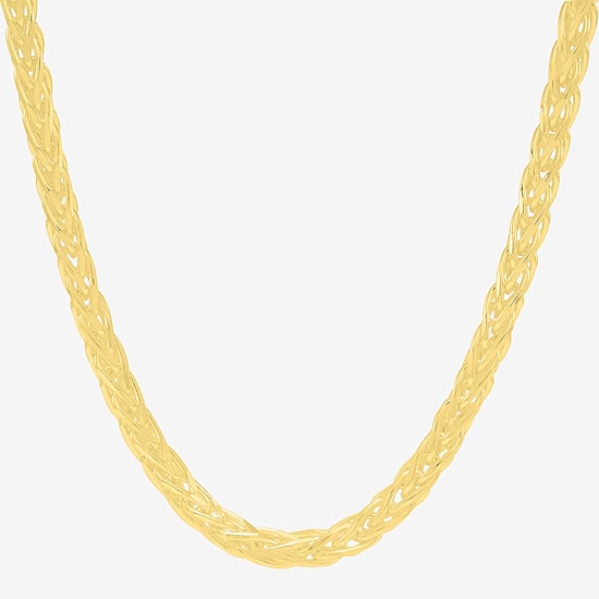 Made in Italy Womens 18K Gold Over Silver 20 Inch Wheat Chain Necklace