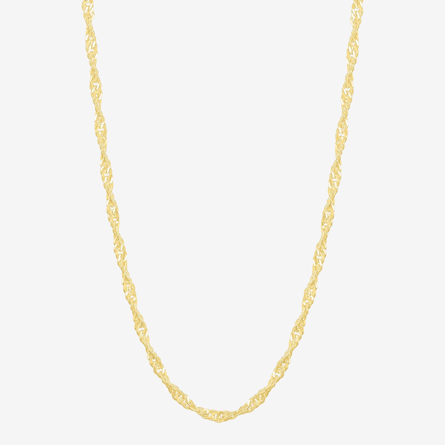 Made in Italy Womens 18K Gold Over Silver 22 Inch Singapore Chain Necklace