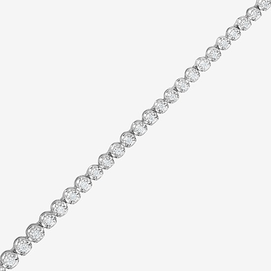 (G / Si1-Si2) Womens White Diamond Sterling Silver 17 Inch Tennis Necklace