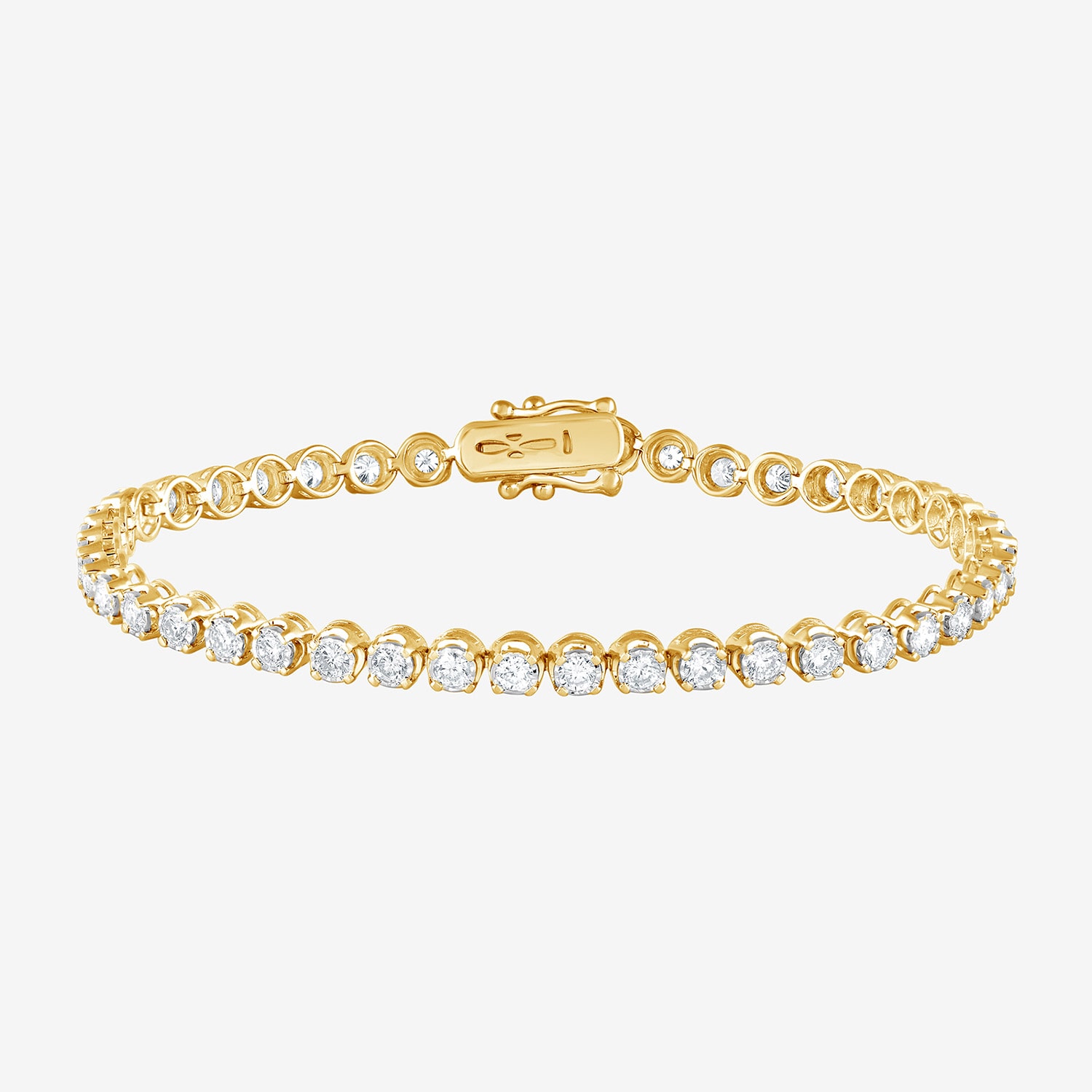 (G / Si1-Si2) Womens 3 CT. T.W. Lab Grown White Diamond 14K Gold Over Silver 7.25 Inch Tennis Bracelet