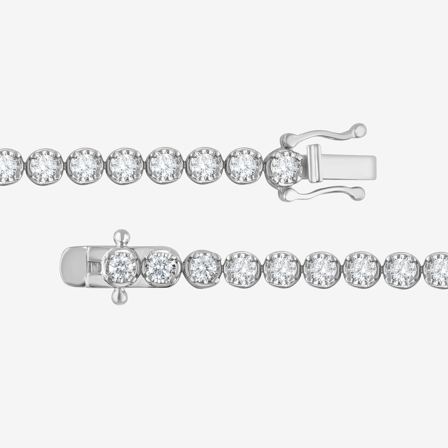 (G / Si1-Si2) Womens 3 CT. T.W. Lab Grown White Diamond 14K Gold Over Silver 7.25 Inch Tennis Bracelet