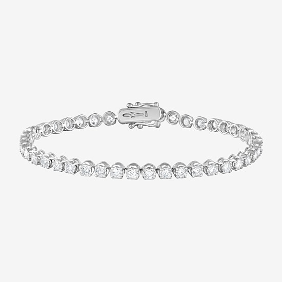(G / Si1-Si2) Womens 3 CT. T.W. Lab Grown White Diamond 14K Gold Over Silver 7.25 Inch Tennis Bracelet