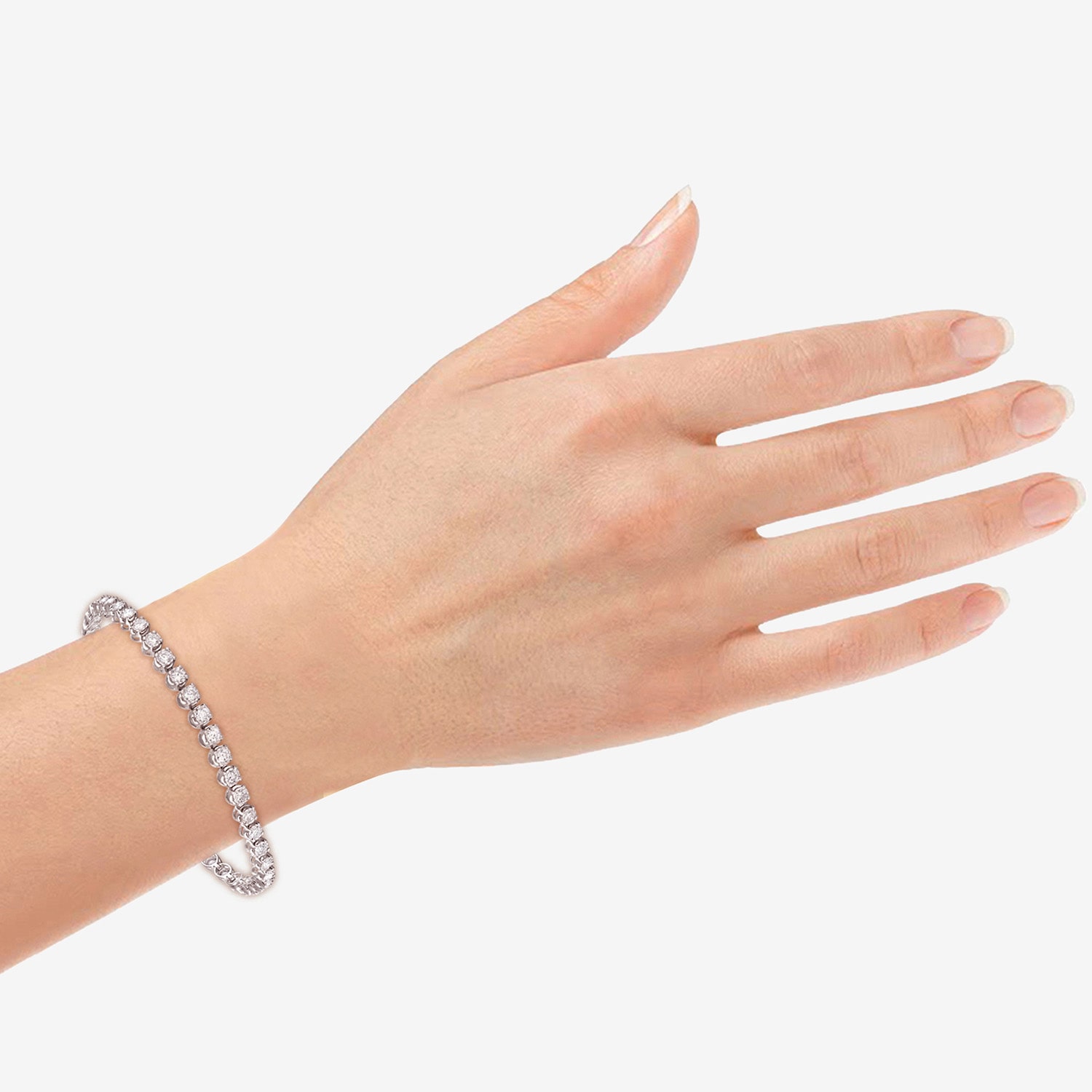 (G / Si1-Si2) Womens 3 CT. T.W. Lab Grown White Diamond 14K Gold Over Silver 7.25 Inch Tennis Bracelet