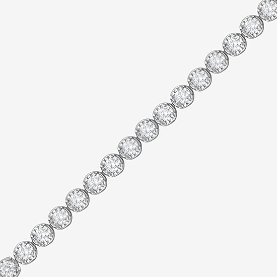 (G / Si1-Si2) Womens 3 CT. T.W. Lab Grown White Diamond 14K Gold Over Silver 7.25 Inch Tennis Bracelet