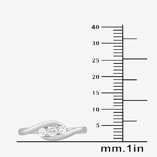 (G / Si1-Si2) Womens 1/4 CT. T.W. Lab Grown White Diamond 14K Gold Over Silver 3-Stone Cocktail Ring