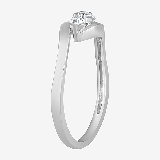 (G / Si1-Si2) Womens 1/4 CT. T.W. Lab Grown White Diamond 14K Gold Over Silver 3-Stone Cocktail Ring