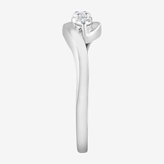 (G / Si1-Si2) Womens 1/4 CT. T.W. Lab Grown White Diamond 14K Gold Over Silver 3-Stone Cocktail Ring