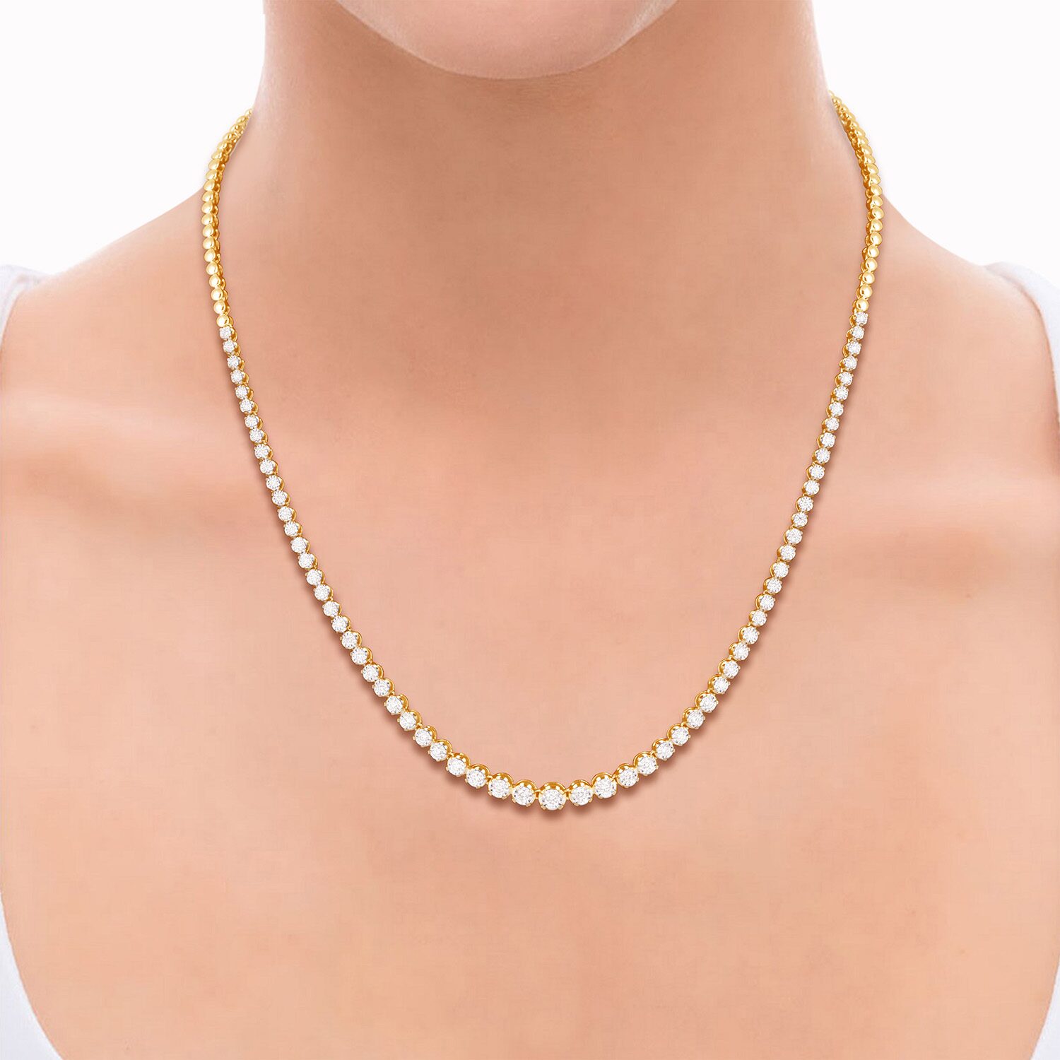 (G / Si1-Si2) Womens White Diamond Sterling Silver 17 Inch Tennis Necklace